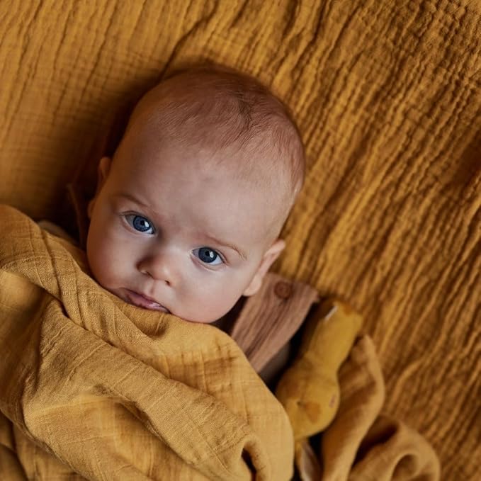 Crib Sheets – Organic Cotton Muslin Fitted Crib Sheet – Standard Size for Baby Boy and Baby Girl 28" x 52" Ultra-Soft and Breathable. (Autumn Yellow)