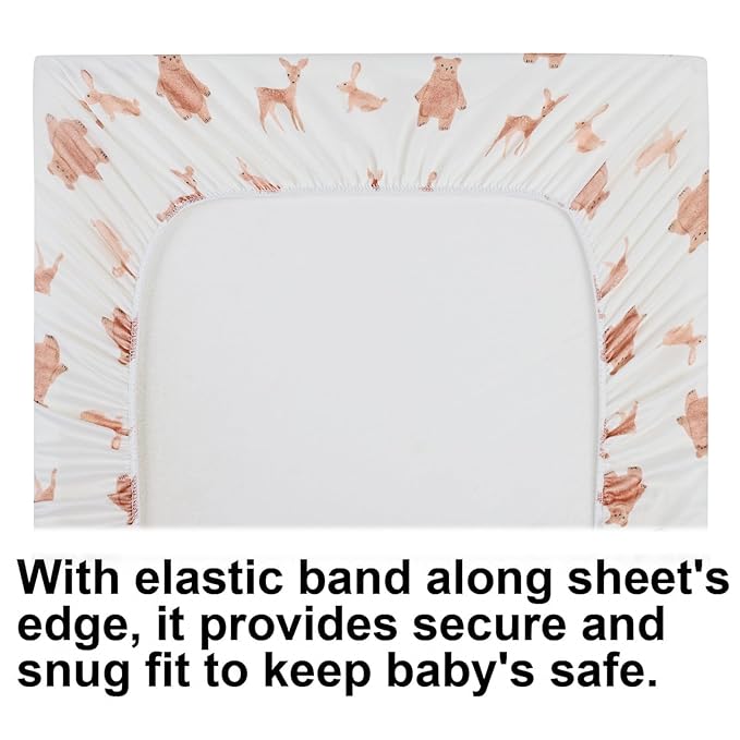 Onacosht Bassinet Sheets 3 Pack Fitted for Baby Boy and Girl, Stretchy Soft Knitted Baby Sheet Set Universal for Oval Rectangle and Hourglass Bassinet Mattress, Unisex Cute Animal Printing