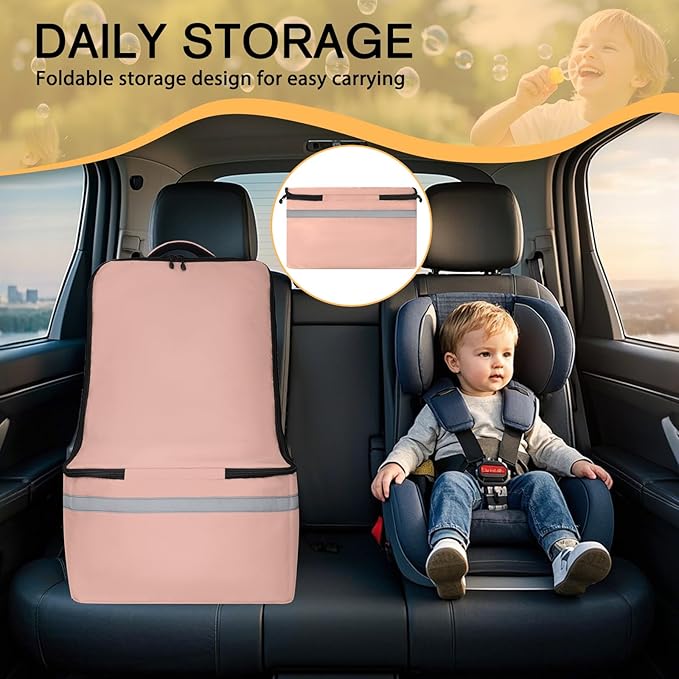 LARIPOP Car Seat Travel Bag for Airplane,Infant Seat Travel Bag with Shoulder Strap,Padded Car Seats Backpack with Reflective Stripes,Large Carseat Carrier Bag Travel Car Seat Cover,Flesh Pink