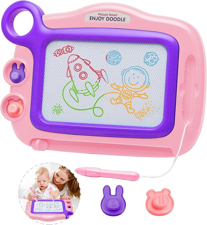Toddler Toys Age 3-4,Erasable Toys for 3 Year Old Girl Magnetic Drawing Board for Kids with 1 Pen, A Etch Easter Gift for 3 Year Old Travel Toy Sketch Board with 2 Stamps