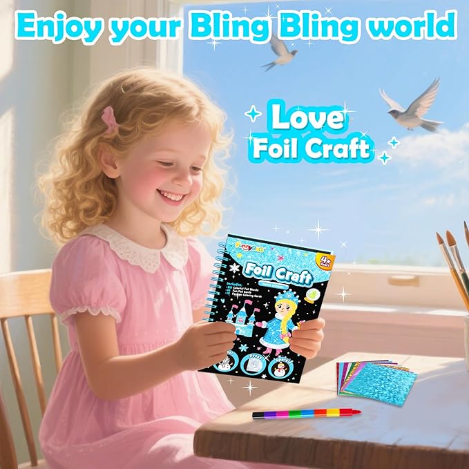 FUNNYB&G Foil Art Craft for Kids - Christmas Crafts Gift Party Favors Stocking Stuffers for Kids Fun Art Supplies Creative Birthday Gift Travel Toys for Girls Boys 4 5 6 7 8 9 Years Old (Winter)