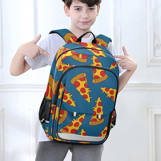 Jucciaco Doodle Pizza School Backpack Laptop Travel Daypack for Kids Girls Boys, Personalized Computer Notebooks Bookbag with Adjustable Padded Straps