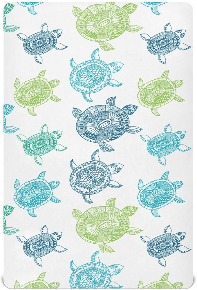 Sea Turtles Crib Sheets Breathable Soft Fitted Baby Crib Sheets Mattress Cover for Girl Boys, 52" x 28" x 9"
