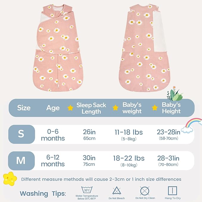 ZIGJOY Baby Swaddle Sleep Sack, 1.0 TOG Sleep Sack Swaddles for Newborns & infant 6-12 Months 100% Cotton Baby Wearable Blanket for Newborn Registry Essentials