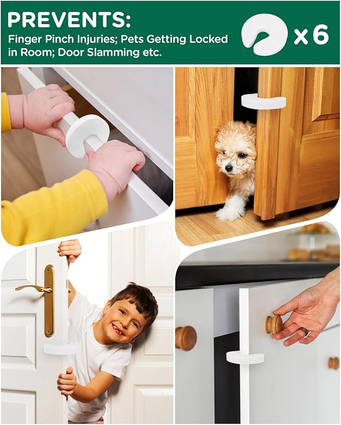 Pack of 6 Door Finger Pinch Guards, Child Proof Door Slam Stopper, Prevents Fingers Injuries, Baby and Pets from Getting Locked in Room,Fits Any Doors Size