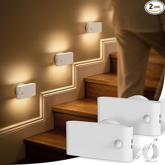 Briignite Motion Sensor Stair Light for Indoor, Night Lights Plug into Wall Magnetic Stick-On Soft White (3000K), Rechargeable, Battery-Operated Wall Light for Hallway, Stairs, Bedroom, Kitchen