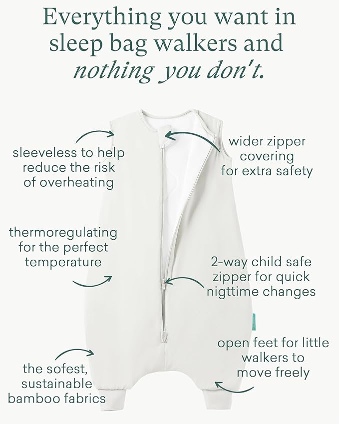 PurComfy Supersoft Toddler Sleep Sack with Feet 1.0 TOG Premium Bamboo Viscose Sleep Bag Walker with Legs 12-18-24-2t-4t-5t