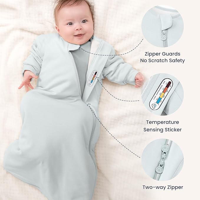 Unisex Sleeping Bag for Babies and Toddlers 1.0 Tog Sleep Sack 0-6 Months, Newborn Sleep Sack, Wearable Blanket Baby, One Piece Long Sleeves, Gifts for Baby