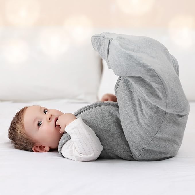 Mosebears Sleep Sack Baby Winter Wearable Blanket with 2-Way Zipper,2.5 TOG Cotton Sleep Sack Unisex (Grey, 18-24 Months)