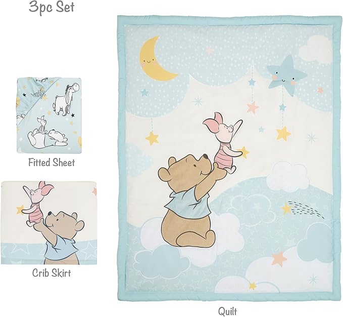 Bedtime Originals Starlight Pooh 3-Piece Crib Bedding Set - Blue, Animals