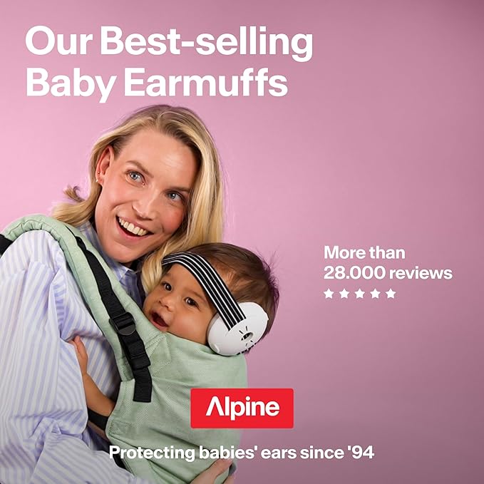Alpine Muffy Baby Ear Protection for Babies and Toddlers up to 36 Months - CE & ANSI Certified - Noise Reduction Earmuffs - Comfortable Baby Headphones Against Hearing Damage & Improves Sleep - Pink