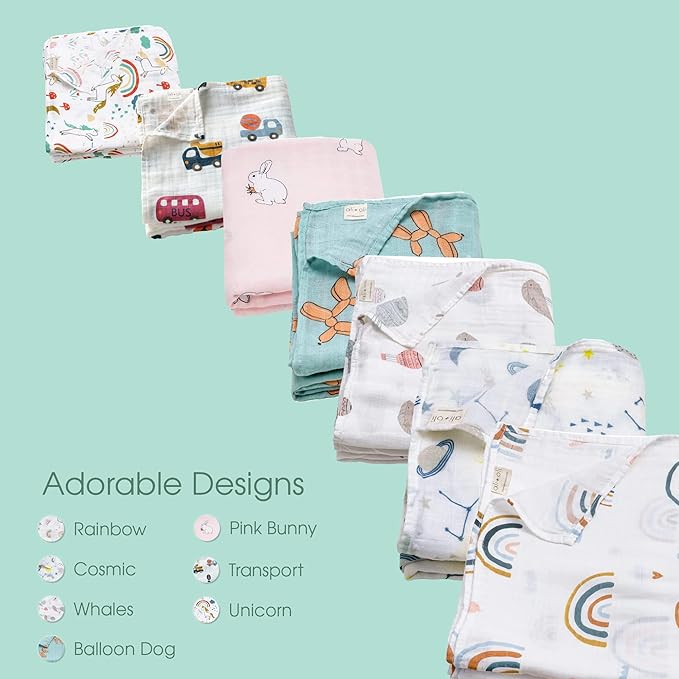 Ali+Oli Muslin Swaddle Blanket for Baby (Soft Pink) Large 47" x 47" Soft Rayon Made from Bamboo & Organic Cotton, Machine Washable Receiving Blanket Wrap for Newborn to Toddler