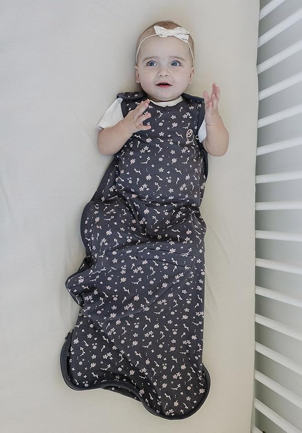 Ecolino Organic Cotton Baby Sleep Sack - 2-Way Zipper Baby Wearable Blanket - Infant to Toddler Sleeping Bag Sack - 2 Months - 2 Years - Small Flower