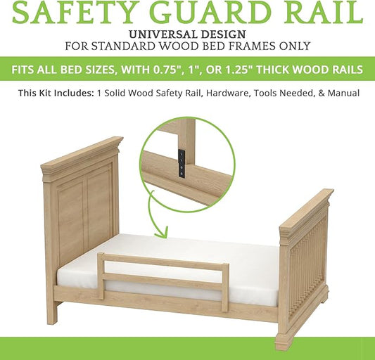 CC KITS Safety Guard Rail for Baby, Kids, and Children - Solid Wood Safety Bed Rail for Toddlers - Easy Installation - Premium Protection for Bunk, Twin, Full, Queen and King Size Beds - (Unfinished)
