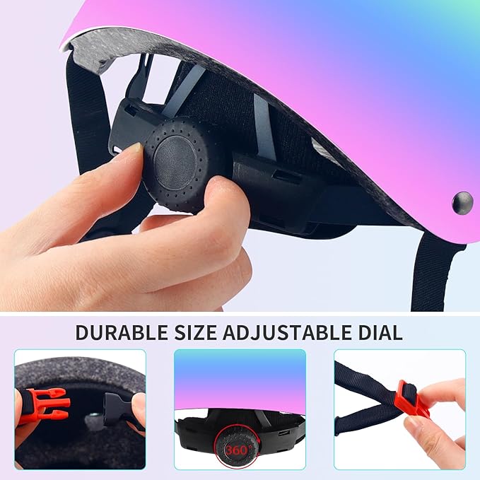 Adjustable Gradient Color Kids/Toddler Bike Helmet for 1-2-3-5-8-14 Years Boys Girls,Skateboard Helmet with Knee and Elbow Pads Wrist Guard Roller Skates,Cycling,Skating Scooter Longboard