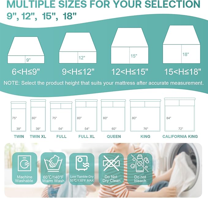 King Waterproof Mattress Encasement 76"x 80" Fits 16-18 Inch Deep, Zippered Mattress Protector Cover with Breathable Skin-Friendly Premium Terry Top Fabric