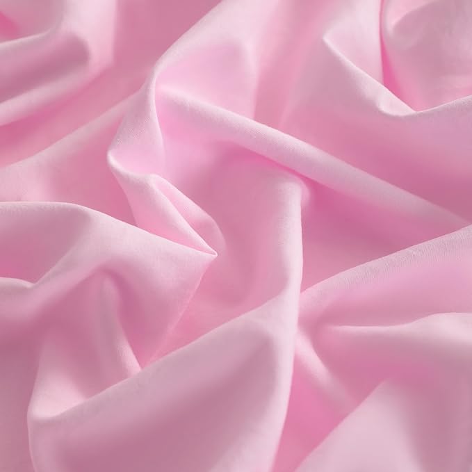FLXXIE 5 Pieces Toddler Bedding Set, Soft and Breathable Microfiber Crib Sheet Set, Includes Quilted Comforter, Flat Top Sheet, Fitted Sheet, Envelope Pillow Case for Boys and Girls, Pink