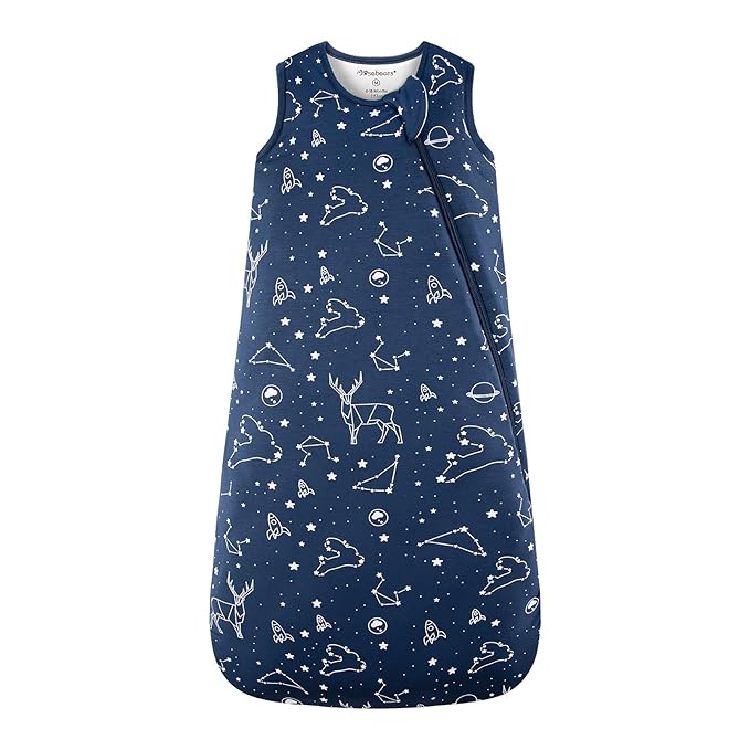 Mosebears Unisex Rayon Made from Bamboo Sleep Sack with 2-Way Zipper,2.5 Tog Baby Winter Sleep Sack(Navy Blue,6-18 Months)