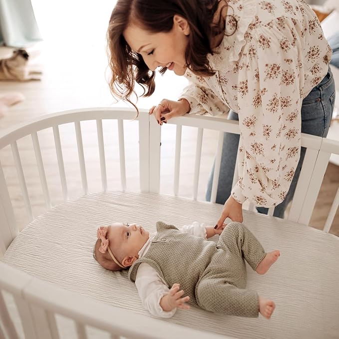 lulumoon Muslin Bassinet Sheets for Baby: Soft & Skin-Friendly Cotton Sheets for Boys and Girls - Fitted for MiClassic & Milliard Bassinet and Large Bedside Sleepers