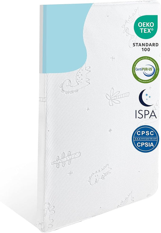 38X26X1.5 Play and Pack Mattress Mini Cribe Matter Pad Waterproof Pack N Play Mattress for Baby and Toddler Breathable Dual Side Memory Foam Topper with Removeable Cover