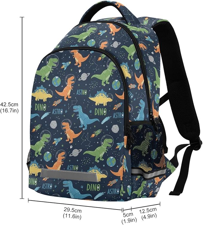 MNSRUU School Backpack with Chest Strap, Cute Funny Dinosaurs Laptop Backpack, Travel Hiking Backpack for Boys Girls, Rucksack, Knapsack One Size