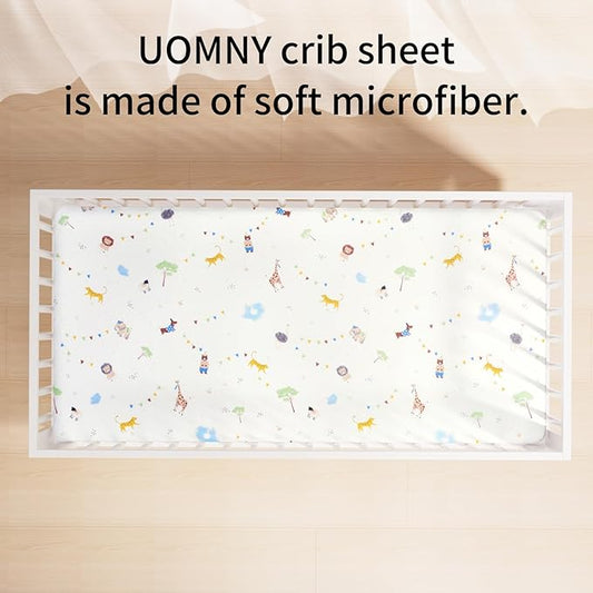 UOMNY Crib Sheet,Boys Girls Crib Sheets Baby Sheet for Standard Crib and Toddler Mattresses Nursery Bedding Sheet Crib Mattress Sheets for Boys and Girls 1 Pack Toddler Sheet
