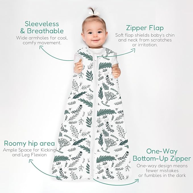 Baby Sleep Sacks Lightweight, Soft & Breathable 0.5 TOG Wearable Blanket with Zipper, 3-Pack 0-3-6-12-24-4T