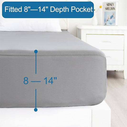 SPRINGSPIRIT Full Size Waterproof Mattress Protector, Full Mattress Cover Pad Waterproof with Deep Pocket up to 14’’, Bed Fitted Sheet, Gray Color