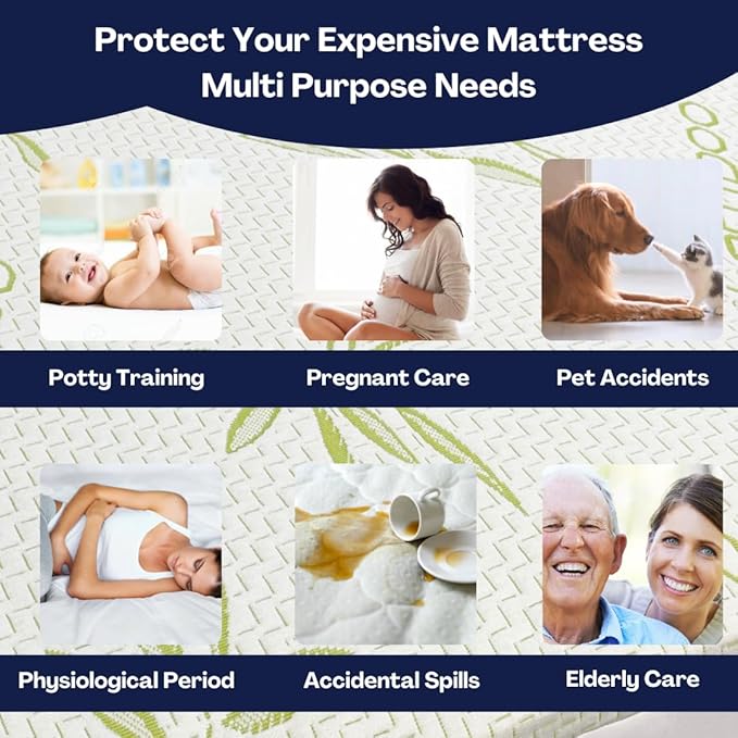 Bamboo Mattress Protector with Zipper - 100% Waterproof Twin XL Size Cooling Mattress Cover - Ultra Soft Jacquard Fabric Breathable Noiseless Mattress Pad Cover - Zippered Mattress Encasement