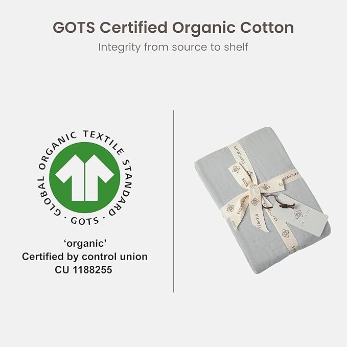 Bioweaves Organic Cotton Muslin Bassinet Sheet, GOTS Certified Extra Soft Fitted Sheet, Universal Fit for Oval Baby Bassinet Mattresses, 33" x 17", 4 Inch Pocket, Hint of Mint