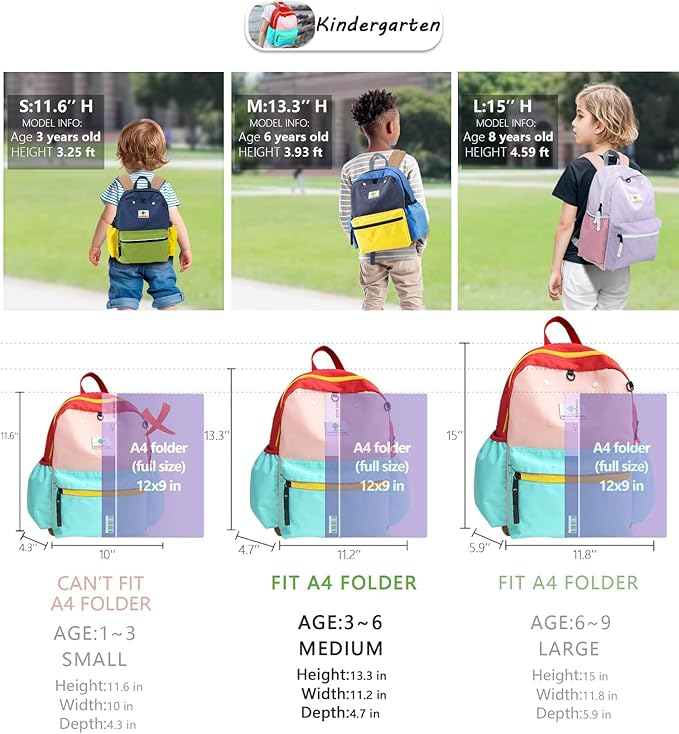 Kids' Backpacks for Girls & Boys - Kindergarten & Elementary School, Small Child Toddler Backpack, 13" H, Ages 3-5