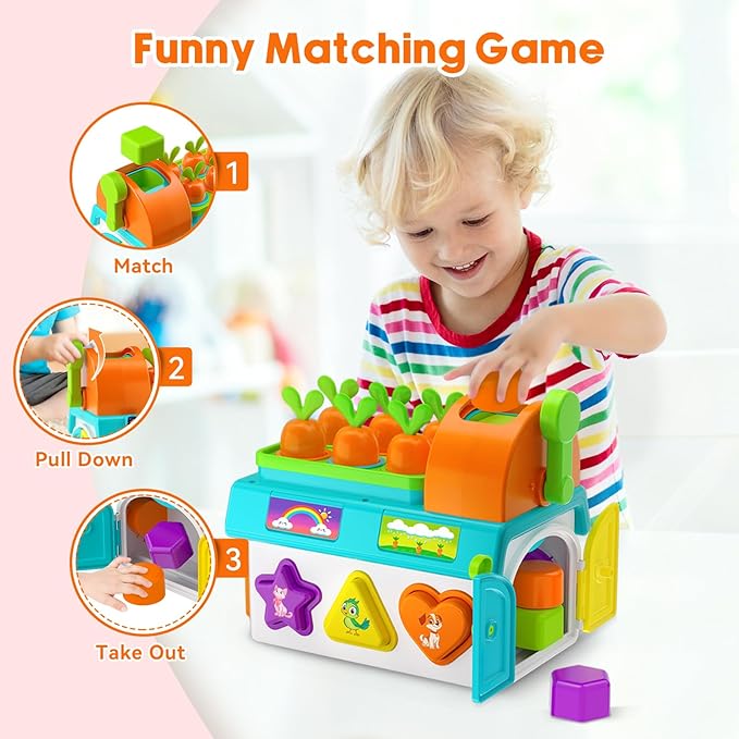 Toys for 1 Year Old Boy Girl Gifts, 1st First Birthday Boy Gifts Presents, Musical Sorting Toys with Light Sound, Montessori Educational Learning Toddler Toy for 1-2 Year Old, Fine Motor Skills