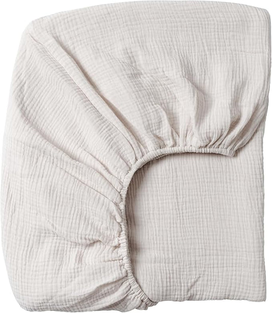 Meracorallo Muslin Fitted Crib Sheet, Soft and Breathable Baby Crib Sheet for Standard Crib and Toddler Mattresses (Fog)
