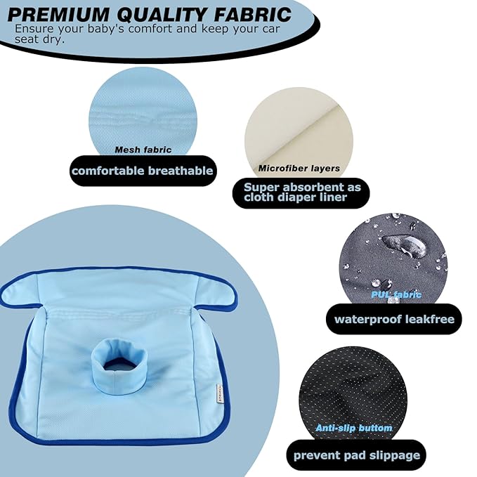 Piddle Pads, Multi-use and Leak Free Lines for Baby Stroller, High Chair & Car Seat, Waterproof Toilet Training Seat Covers for Toddles (Blue Dinosaur, 2 Pack)