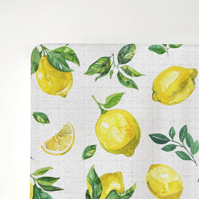 Watercolor Lemons Baby Crib Sheets for Boy Girl 28"x52" Retro Yellow Lemon Green Leaves Soft Snug Fitted Crib Mattress Cover Tropical Summer Fruits Baby Sheet for Standard Crib & Toddler Bed Mattress