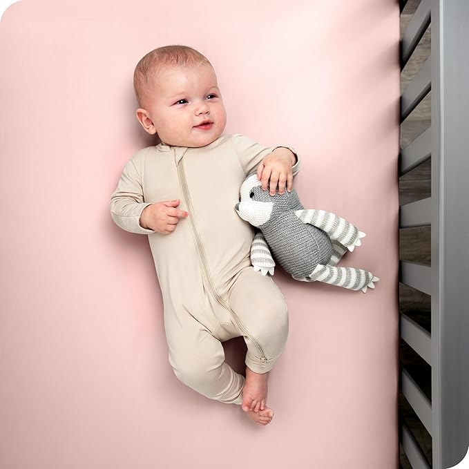 Bare Home 2-Pack Fitted Crib Sheets - Premium 1800 Ultra-Soft Microfiber - Breathable - Baby Sheet - for Boys & Girls - Fits Standard Crib and Toddler Mattresses (Pink Slipper/Cloud Grey)