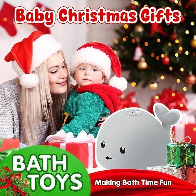 Gigilli Baby Bath Toys, Bath Toys for Kids Ages 1-3, 1 Year Old Girl Gifts Christmas Stocking Stuffers for Babies 6-12-18 Months, Light Up Whale Bath Toy Sprinkler Toddler Birthday Bathtub Water Toy