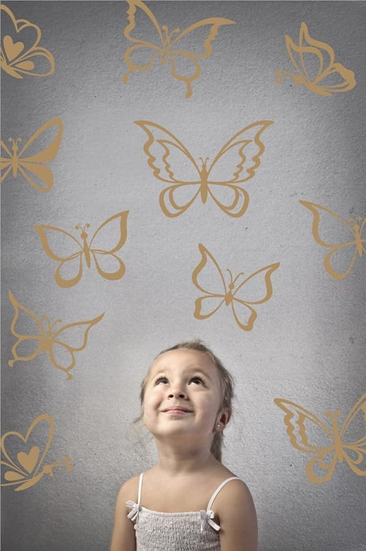 The Decal Guru Butterfly Wall Art Vinyl Stickers DIY Nursery or Girls Room Decor Peel and Stick Butterflies Decals (Light Brown, 55x58 inches)