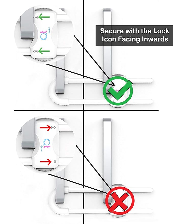 20 Pack - Baby Proofing Cabinet Locks Adjustable U Shaped Baby Safety Latches for Drawers, Fridge, Closet Modern Baby Proofing Cabinet Lock with Extra Secure Lock Buttons (Thunder Grey)