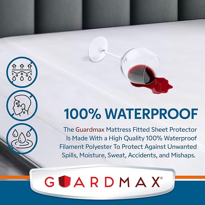 Guardmax Jersey Knitted Full XL Size Mattress Protector - Waterproof & Dust Mite Proof Mattress Cover with Stretchable Pockets - Soft, Comfortable, & Noiseless Waterproof Fitted Sheet.(54 x 80 X 13)