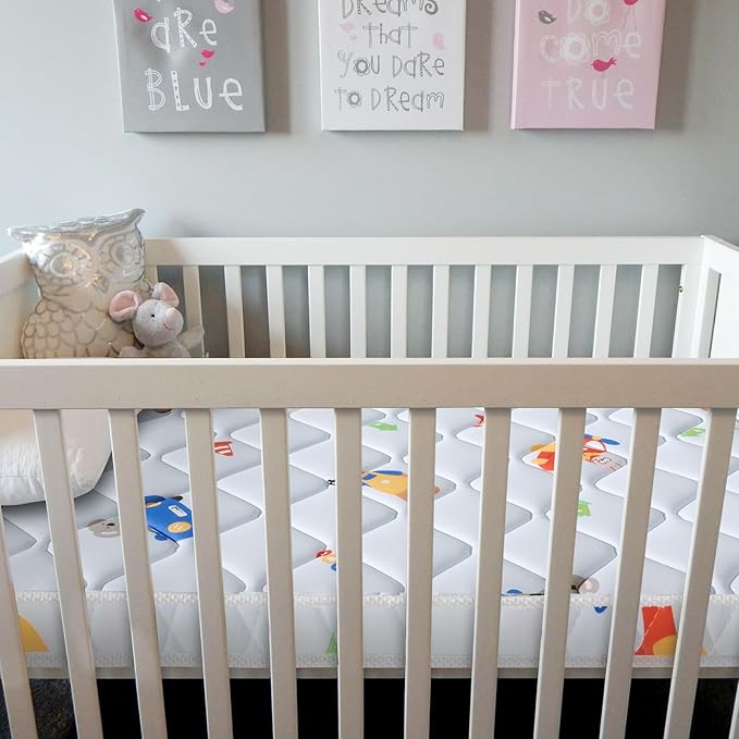 Premium Baby Mattress for Crib and Toddler Bed, 100% Knitted Fabric, Premium Fleece Surface-Hypoallergenic, Soft Breathable, 5" Thick-Firm and Optimal Support, Non-Toxic Crib Mattress