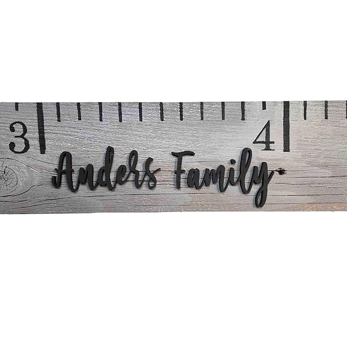 Rockin' Wood Custom Name Growth Chart for Kids Made from Reclaimed Rustic Wood - Hand Painted No Vinyl (Painted Grey)