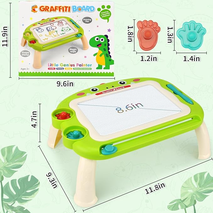 Magnetic Drawing Board for Toddlers 1-3 Years | Color Erasable Doodle Pad | Portable Travel Educational Learning Toy for Early Development | Birthday Christmas Gifts for Boys Girls 1 2 3 (Green)