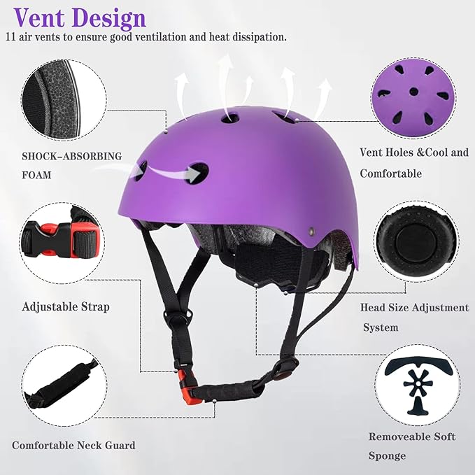 Kids Helmet,Toddler Skateboard Helmets for Ages 2-3-5-8-14 Years Boys Girls with Knee and Elbow Pads Wrist Guards fit Roller Skates,Skateboarding,Skating Scooter Adjustable Kids Helmet