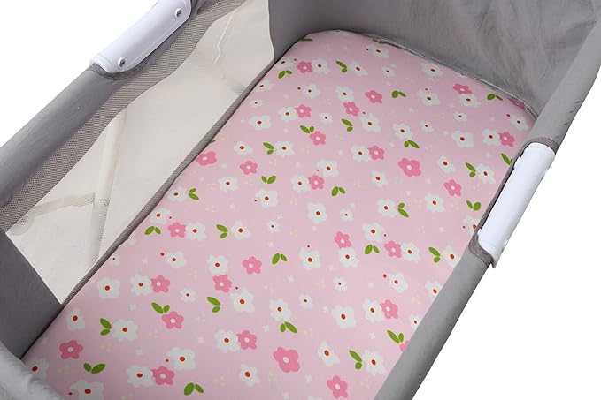 Onacosht Bassinet Sheets Set 3 Pack for Baby Girl, Stretchy Soft Jersey Knitted Fitted Sheet Universal for Oval Rectangle and Hourglass Bassinet Mattress, Pink Floral