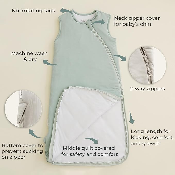 Sleep Sack 1.0 Tog - Rayon made from Bamboo Baby Sleeping Bag, Wearable Blanket, Unisex