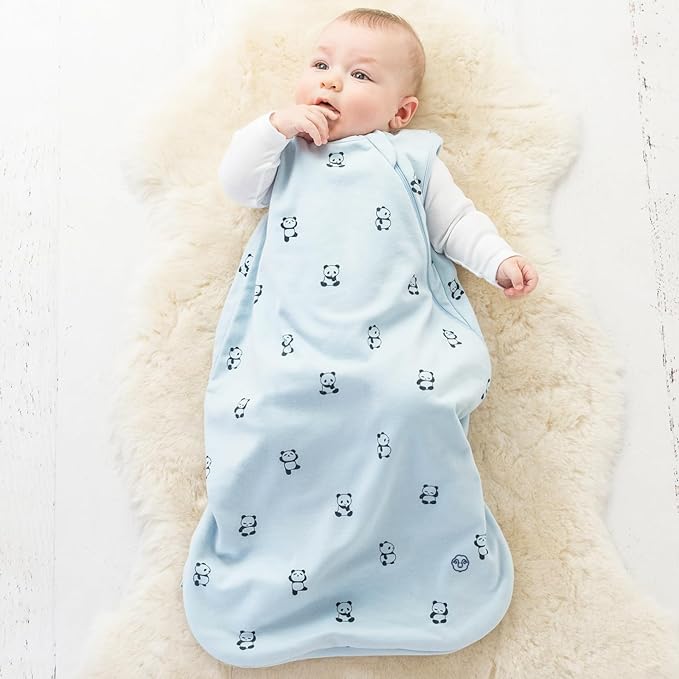 Woolino Merino Wool and Organic Cotton Baby Sleep Bag - 4 Season Classic Sleep Sack for Baby - Two-Way Zipper Sleeping Bag for Baby and Toddler - 6-18 Months - Panda