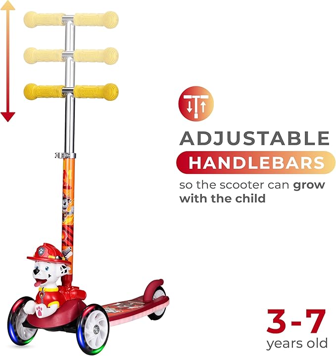 3D Kick Scooter for Kids, Self-Balancing 3 Wheeled Light Up Scooter with Extra Wide Anti-Slip Deck, Rear Brake, Lean to Steer, Lightweight Design, for Kids 3 and up, 75 LB Limit