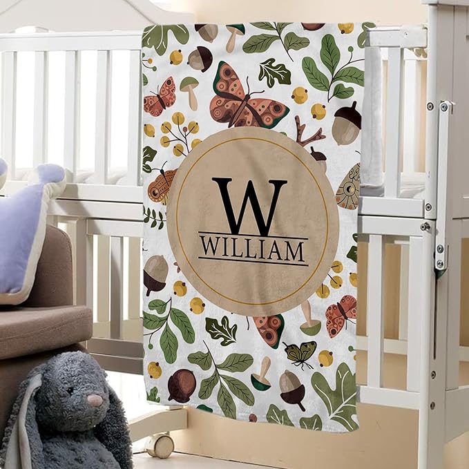 Personalized Baby Crib Bedding Set: 4 Piece Custom Gift Crib Bed Set with Name - Mushroom Design, Nursery Bedding Set for Baby Girls,Newborn Boys Girls Crib Sets, Crib Bedding Shower Gifts