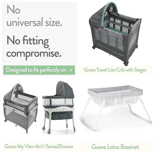 Bassinet Sheets 20x30 Inch for Graco Travel Lite Crib, Sense2Snooze, My View 4 in 1, Dream Suite and Guava Bassinet – 100% Jersey Cotton Fitted Sheets – Grey, Mint – 2 Pack